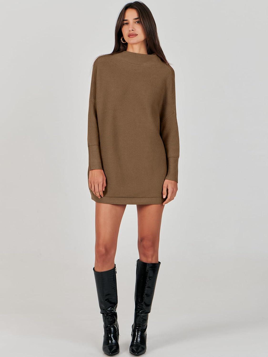 imageANRABESS Women Oversized Casual Loose Turtleneck Long Sleeve Slouchy Baggy Knit Tunic Sweaters Pullover 2025 Fall OutfitsCoffee