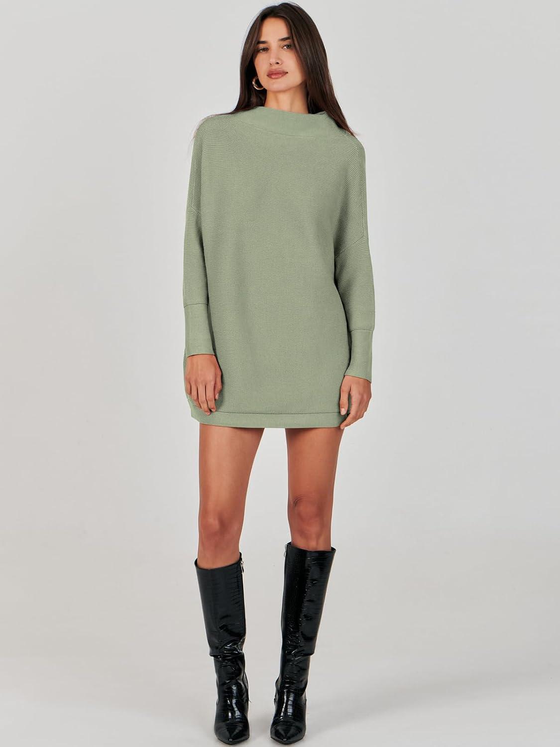 imageANRABESS Women Oversized Casual Loose Turtleneck Long Sleeve Slouchy Baggy Knit Tunic Sweaters Pullover 2025 Fall OutfitsGrass