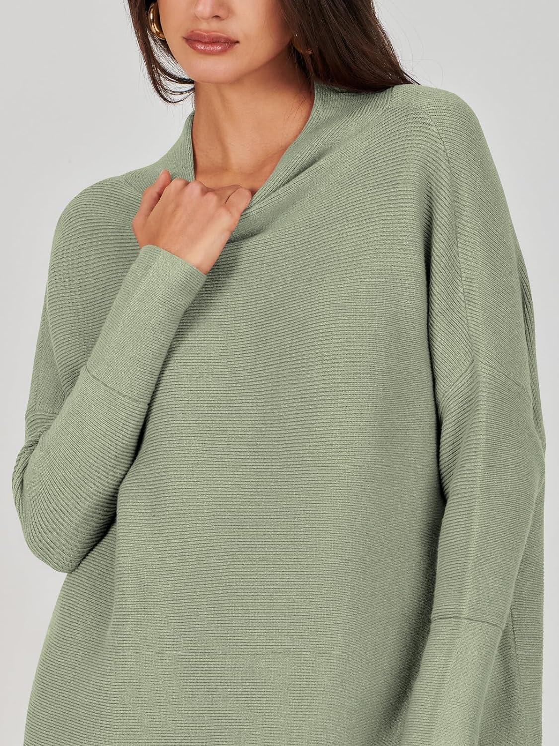 imageANRABESS Women Oversized Casual Loose Turtleneck Long Sleeve Slouchy Baggy Knit Tunic Sweaters Pullover 2025 Fall OutfitsGrass