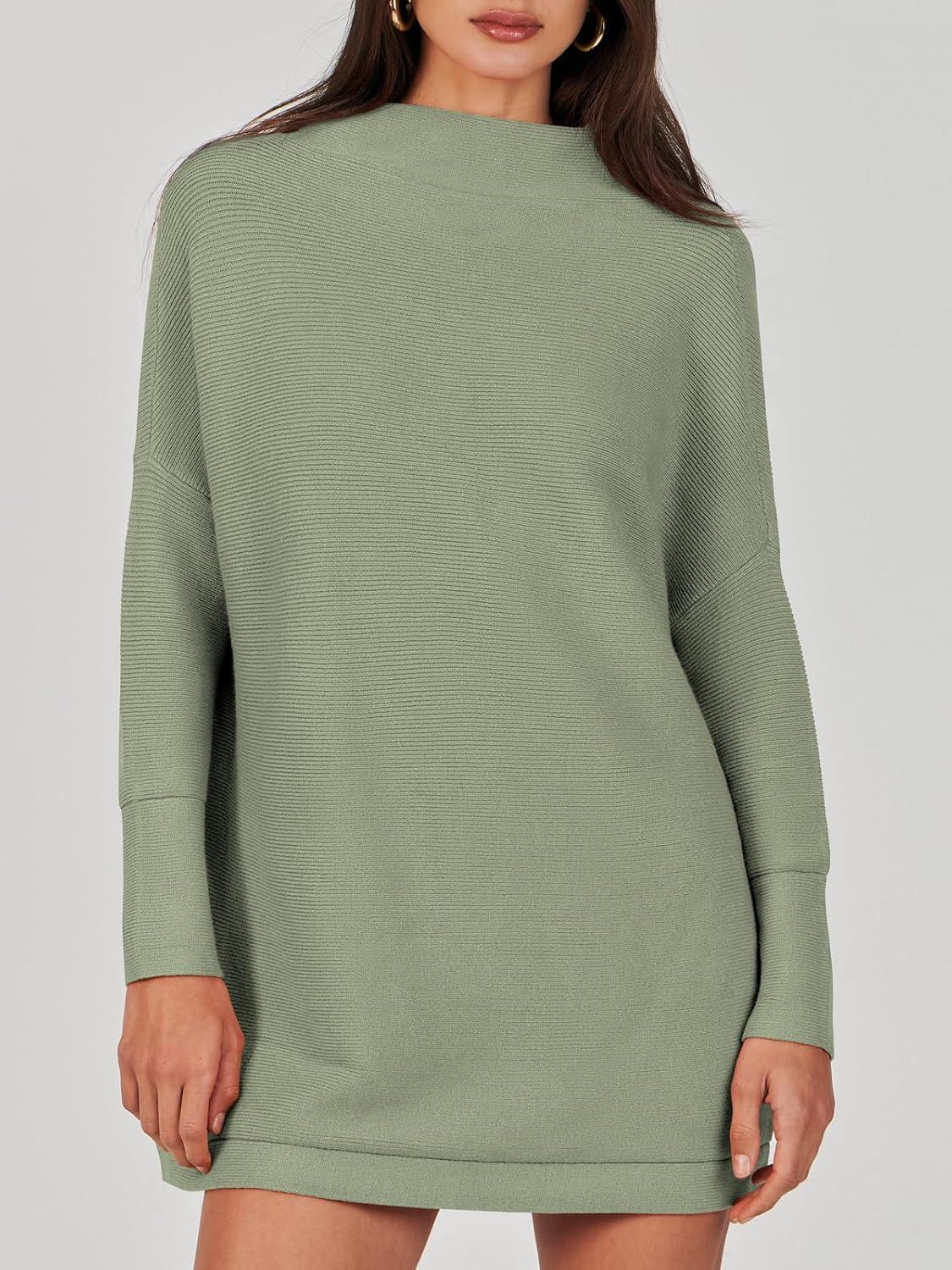 imageANRABESS Women Oversized Casual Loose Turtleneck Long Sleeve Slouchy Baggy Knit Tunic Sweaters Pullover 2025 Fall OutfitsGrass