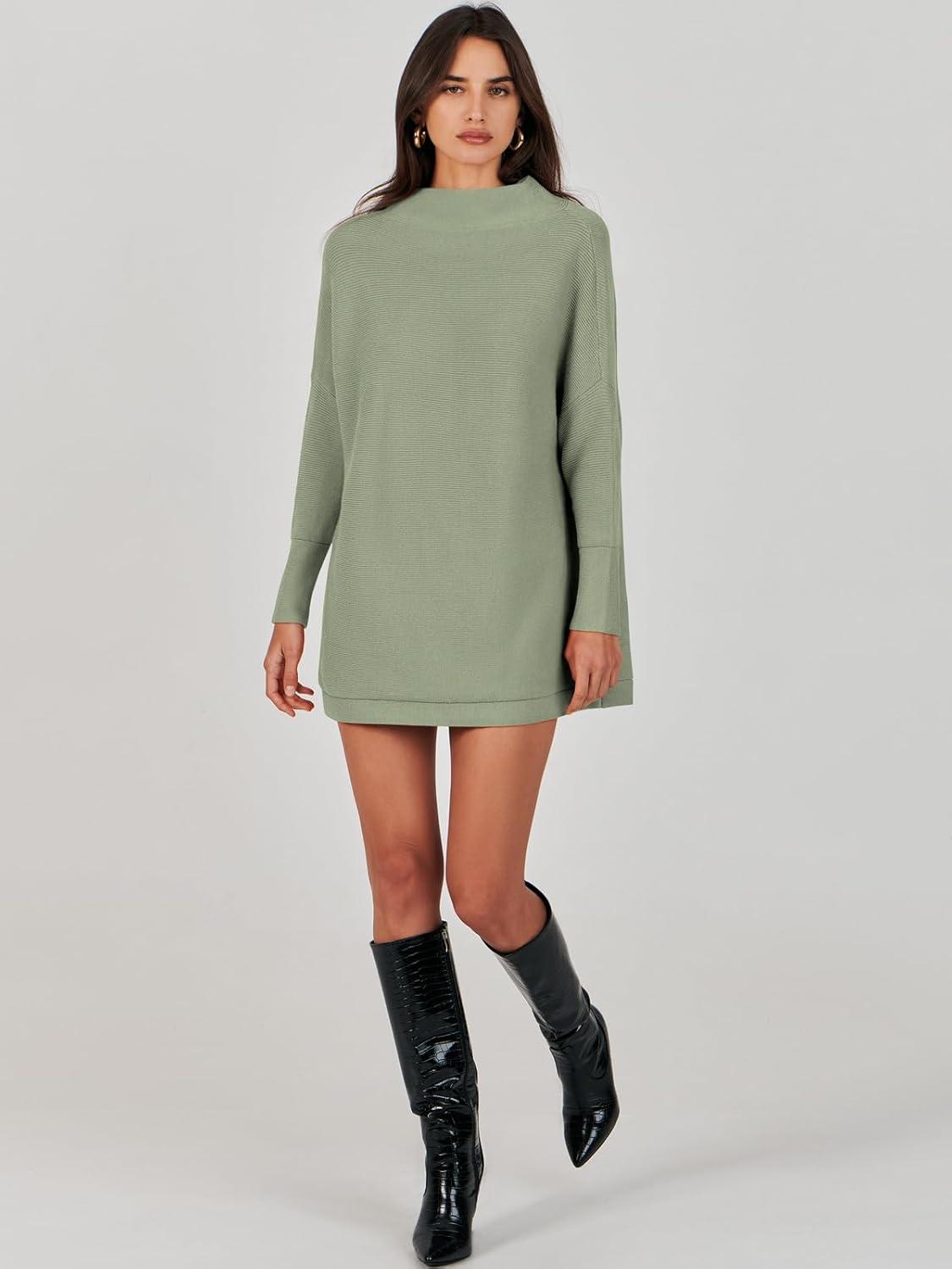 imageANRABESS Women Oversized Casual Loose Turtleneck Long Sleeve Slouchy Baggy Knit Tunic Sweaters Pullover 2025 Fall OutfitsGrass