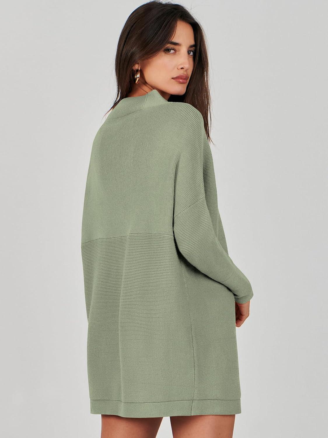 imageANRABESS Women Oversized Casual Loose Turtleneck Long Sleeve Slouchy Baggy Knit Tunic Sweaters Pullover 2025 Fall OutfitsGrass