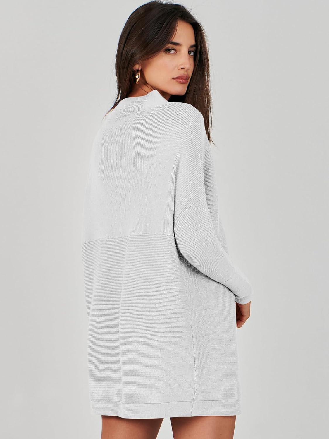 imageANRABESS Women Oversized Casual Loose Turtleneck Long Sleeve Slouchy Baggy Knit Tunic Sweaters Pullover 2025 Fall OutfitsGrey