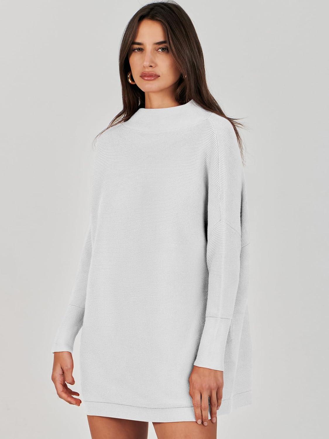 imageANRABESS Women Oversized Casual Loose Turtleneck Long Sleeve Slouchy Baggy Knit Tunic Sweaters Pullover 2025 Fall OutfitsGrey