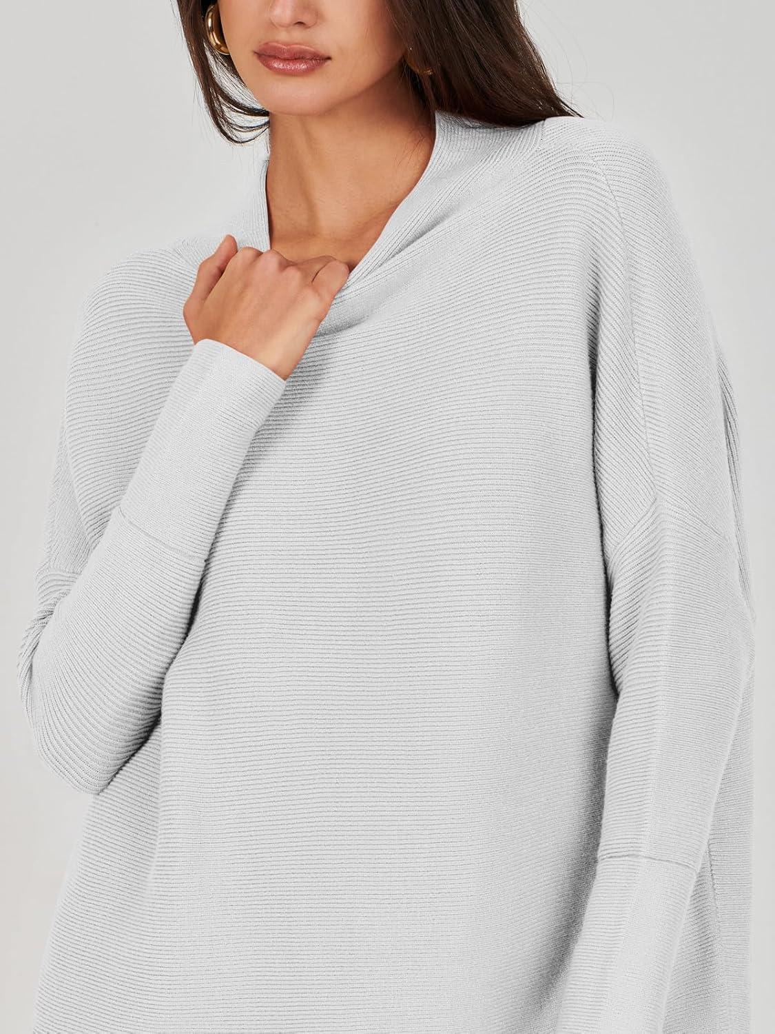 imageANRABESS Women Oversized Casual Loose Turtleneck Long Sleeve Slouchy Baggy Knit Tunic Sweaters Pullover 2025 Fall OutfitsGrey