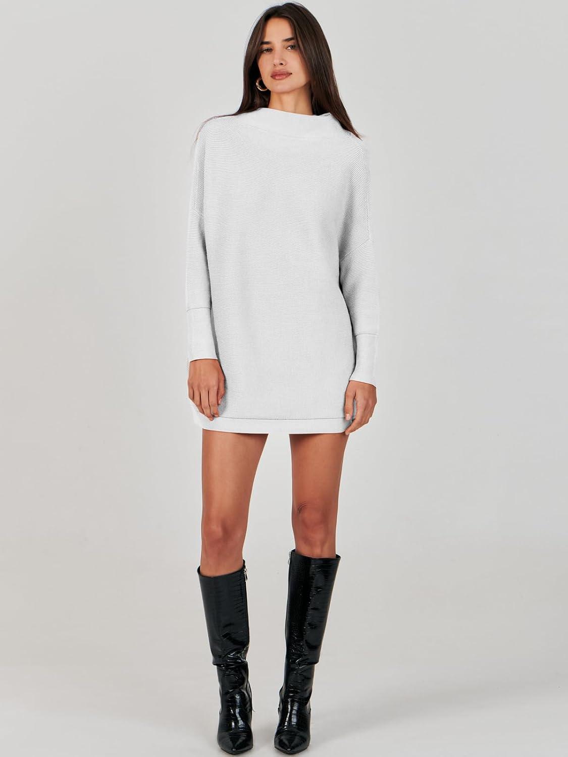 imageANRABESS Women Oversized Casual Loose Turtleneck Long Sleeve Slouchy Baggy Knit Tunic Sweaters Pullover 2025 Fall OutfitsGrey