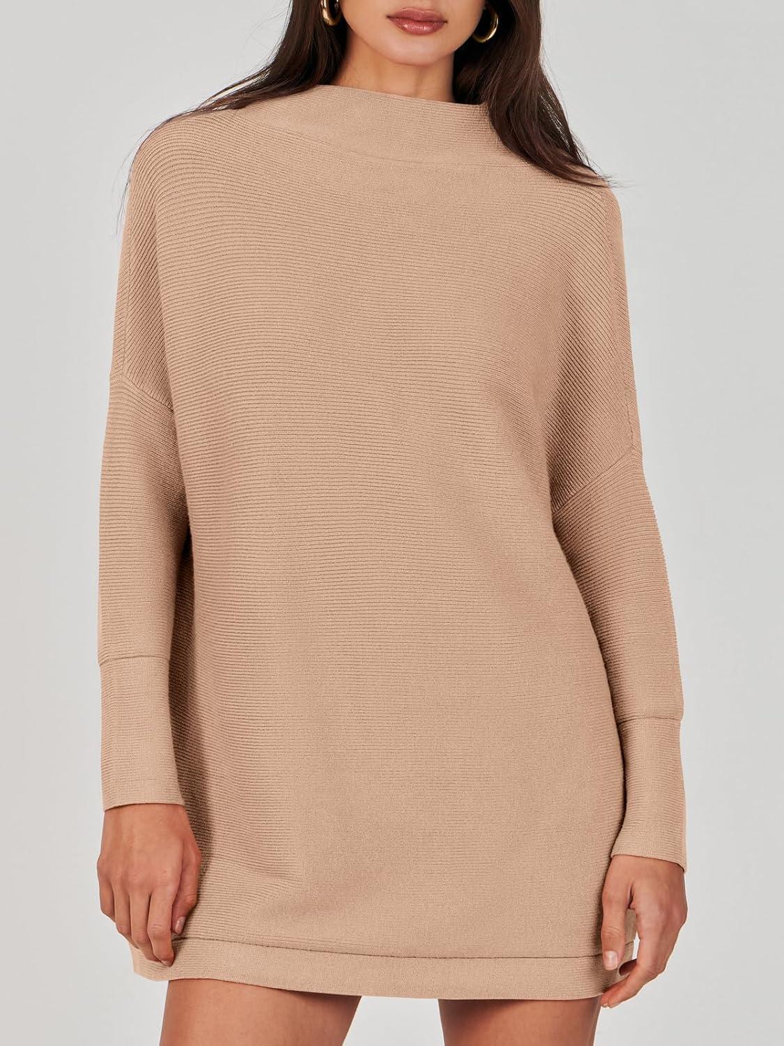 imageANRABESS Women Oversized Casual Loose Turtleneck Long Sleeve Slouchy Baggy Knit Tunic Sweaters Pullover 2025 Fall OutfitsKhaki