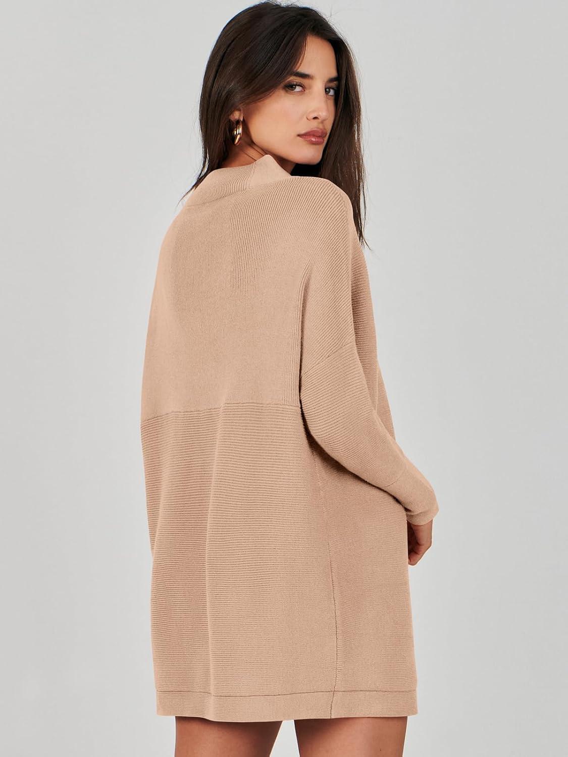 imageANRABESS Women Oversized Casual Loose Turtleneck Long Sleeve Slouchy Baggy Knit Tunic Sweaters Pullover 2025 Fall OutfitsKhaki