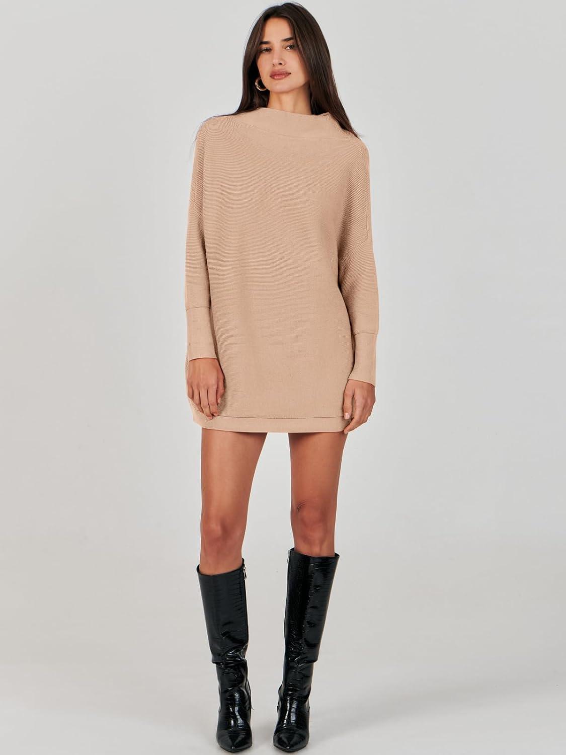 imageANRABESS Women Oversized Casual Loose Turtleneck Long Sleeve Slouchy Baggy Knit Tunic Sweaters Pullover 2025 Fall OutfitsKhaki