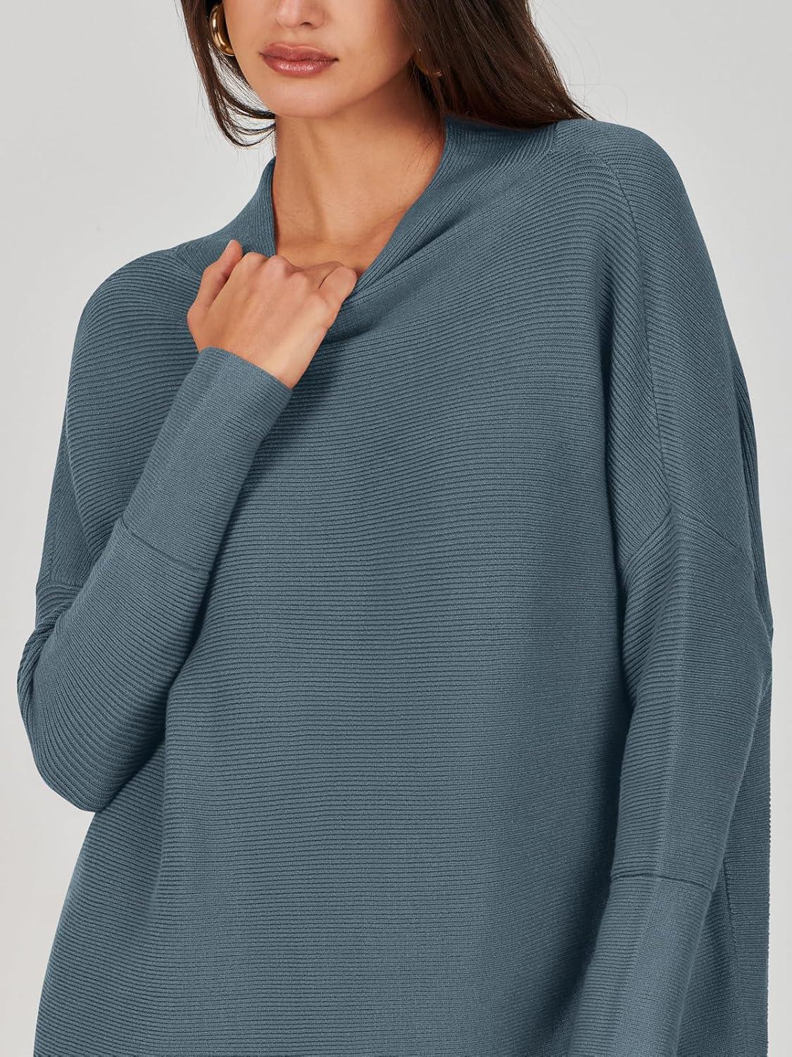 imageANRABESS Women Oversized Casual Loose Turtleneck Long Sleeve Slouchy Baggy Knit Tunic Sweaters Pullover 2025 Fall OutfitsNavy Blue