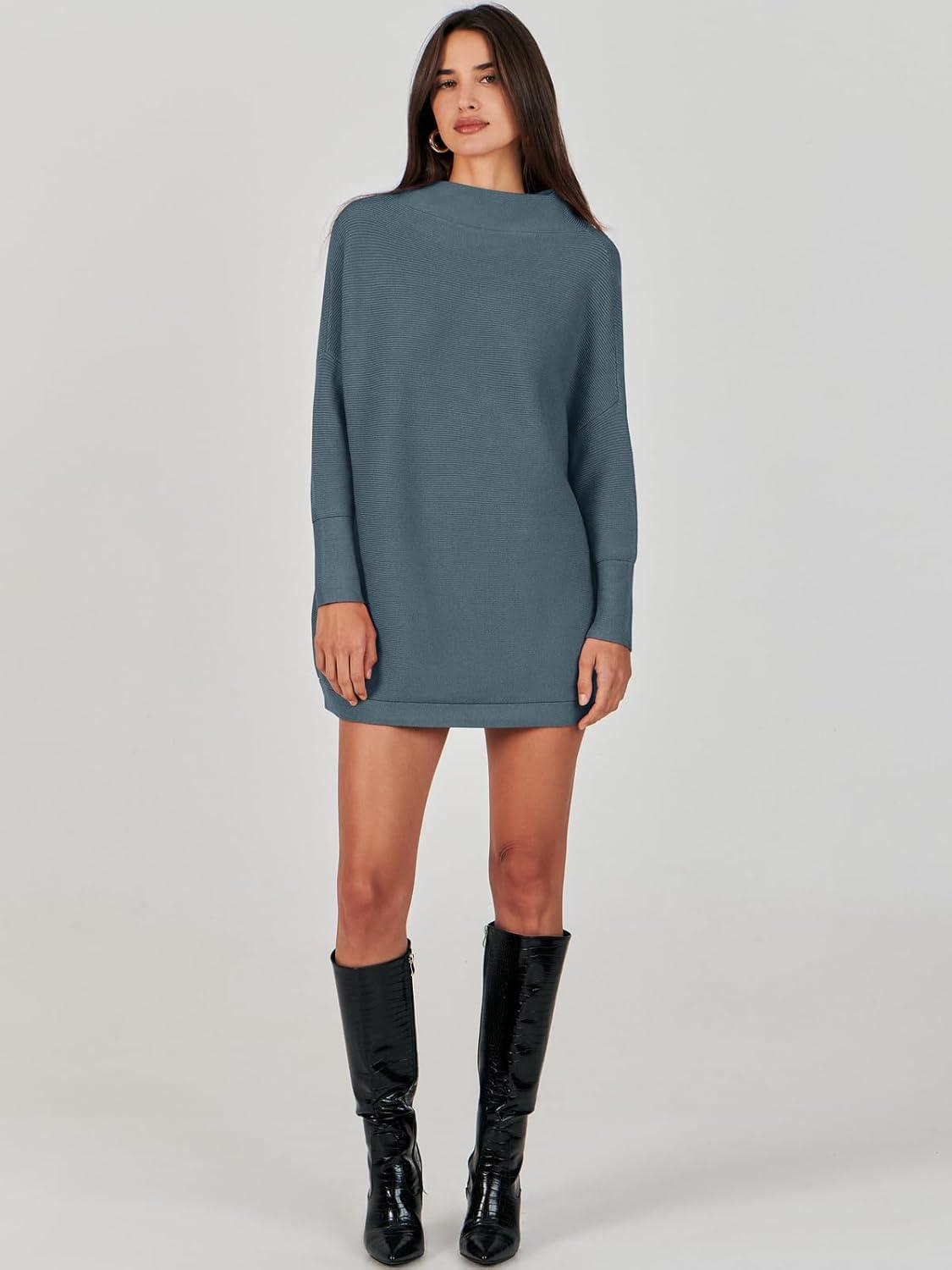 imageANRABESS Women Oversized Casual Loose Turtleneck Long Sleeve Slouchy Baggy Knit Tunic Sweaters Pullover 2025 Fall OutfitsNavy Blue