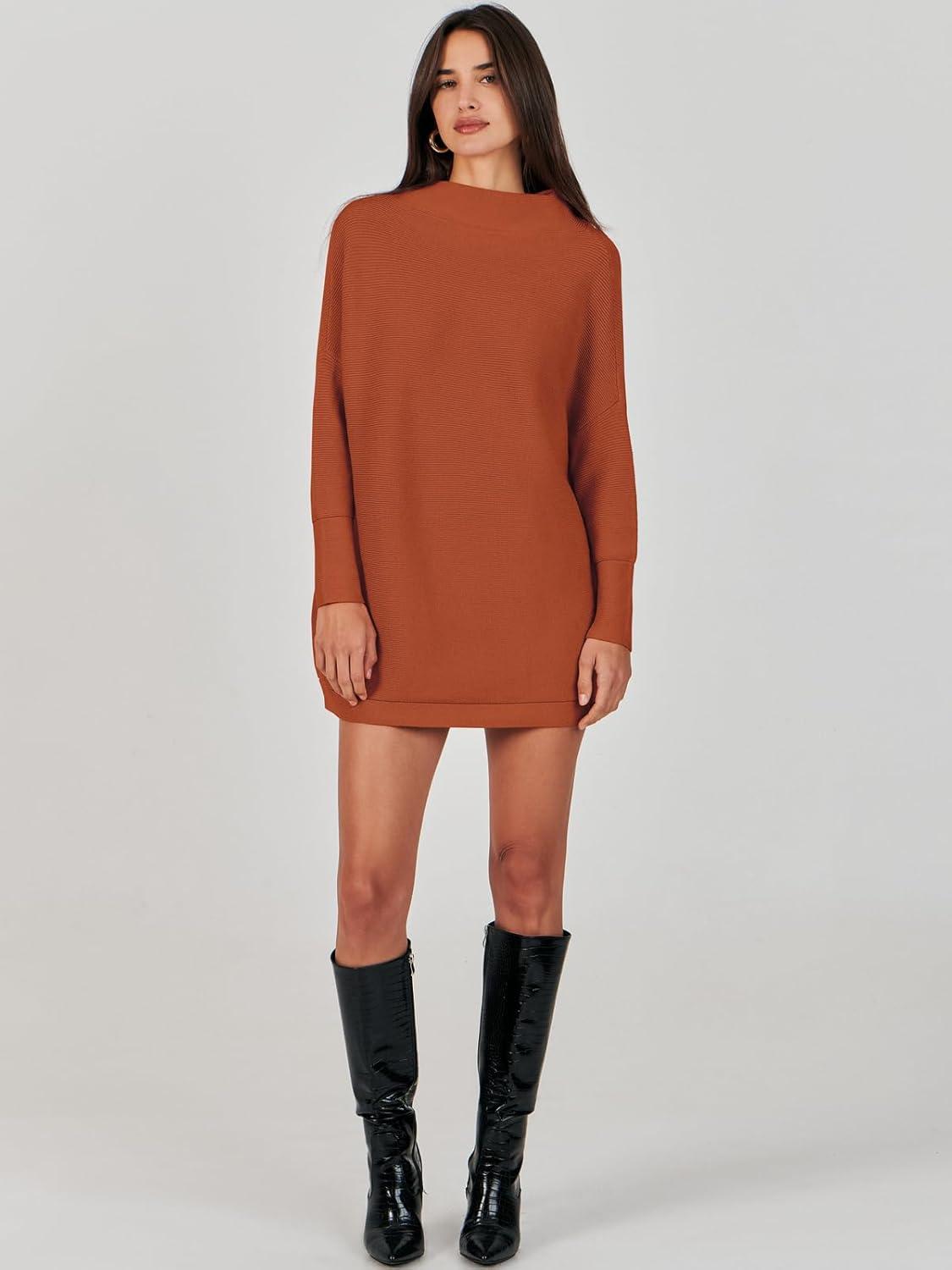 imageANRABESS Women Oversized Casual Loose Turtleneck Long Sleeve Slouchy Baggy Knit Tunic Sweaters Pullover 2025 Fall OutfitsRust