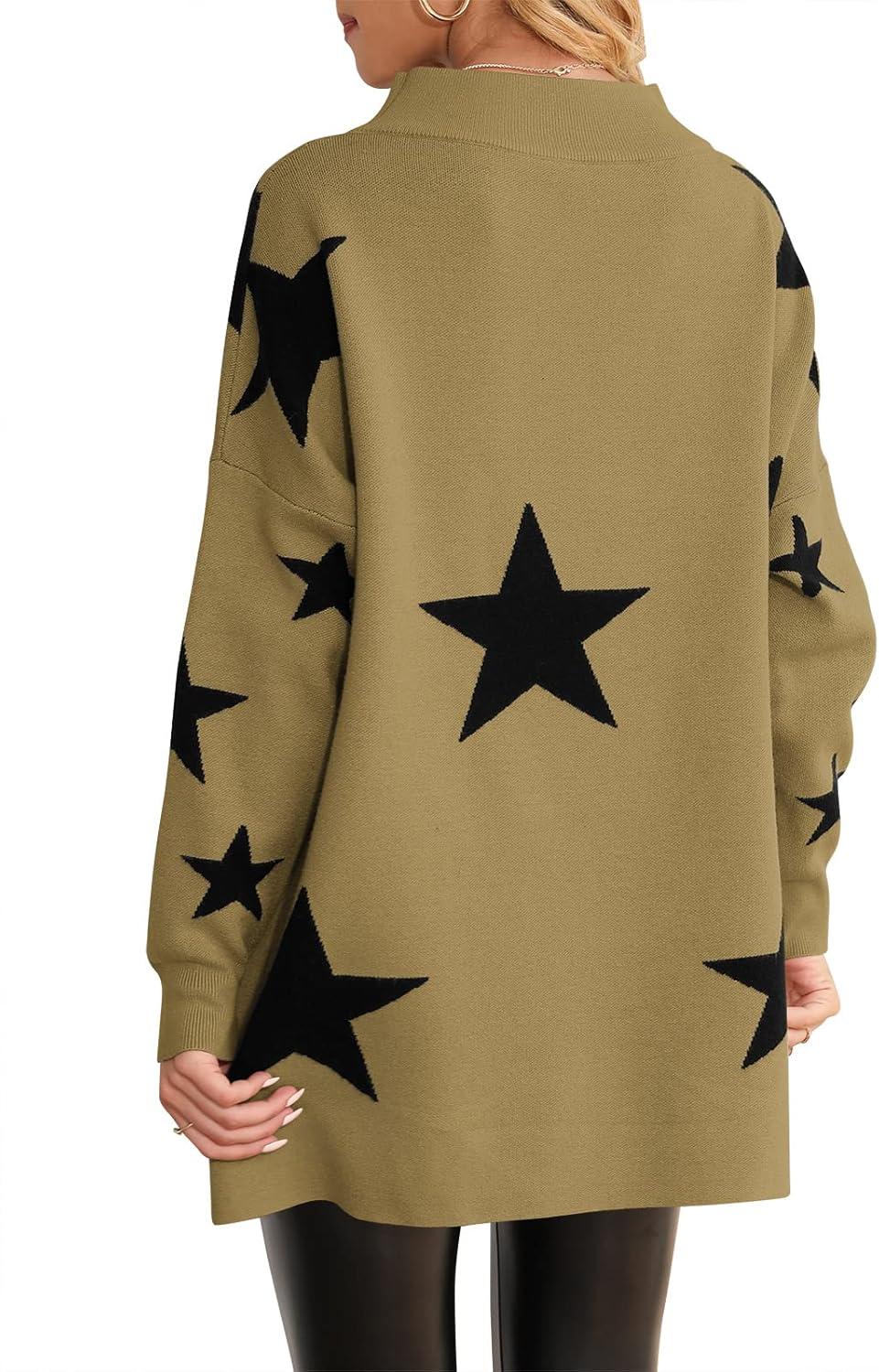 imageANRABESS Women Oversized Casual Loose Turtleneck Long Sleeve Slouchy Baggy Knit Tunic Sweaters Pullover 2025 Fall OutfitsStar Black