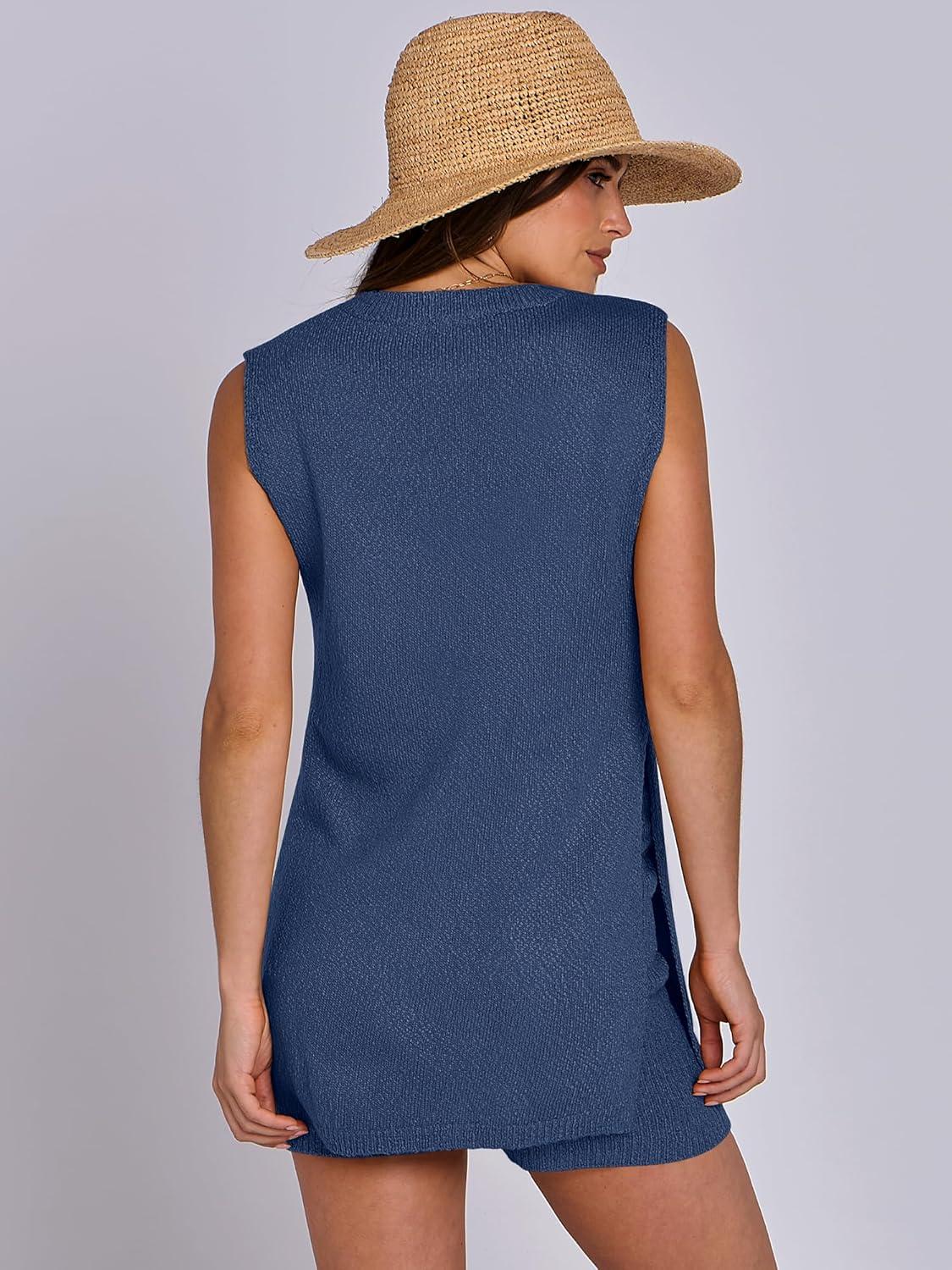 imageANRABESS Women Summer 2 Piece Outfits Sleeveless Knit Sweater Top ampamp Shorts Soft Lounge Sets Travel Beach 2025 Spring ClothesNavy Blue