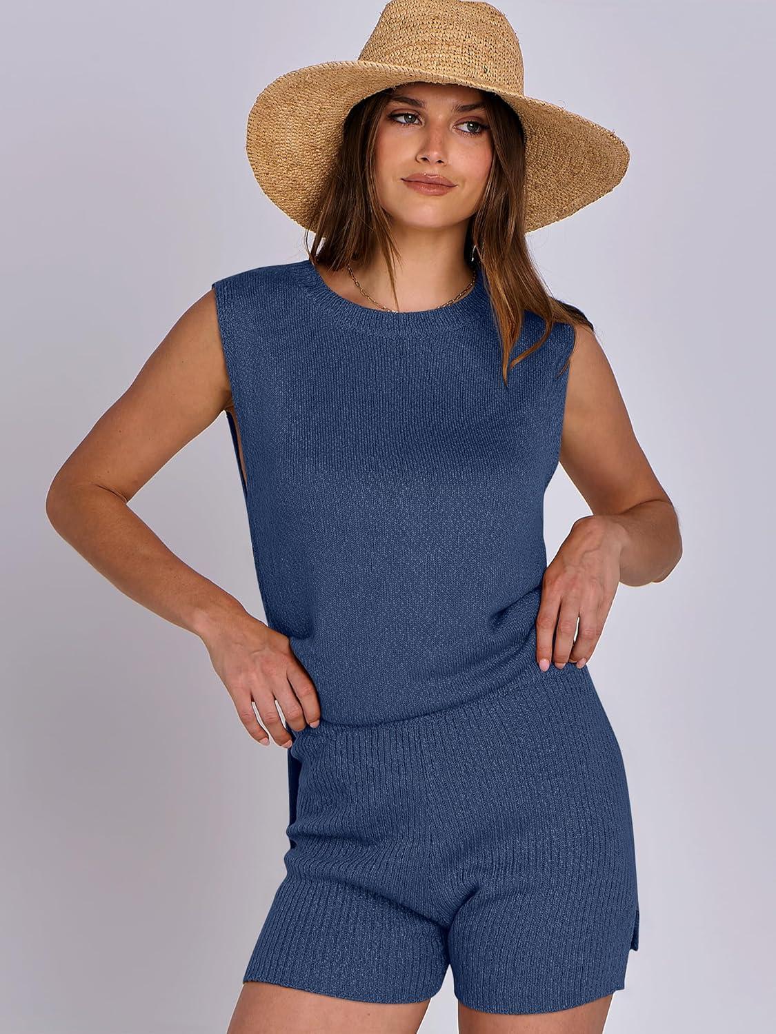 imageANRABESS Women Summer 2 Piece Outfits Sleeveless Knit Sweater Top ampamp Shorts Soft Lounge Sets Travel Beach 2025 Spring ClothesNavy Blue