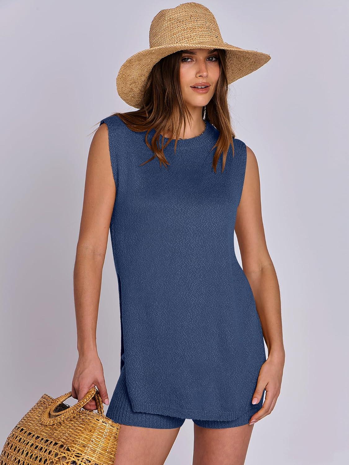imageANRABESS Women Summer 2 Piece Outfits Sleeveless Knit Sweater Top ampamp Shorts Soft Lounge Sets Travel Beach 2025 Spring ClothesNavy Blue