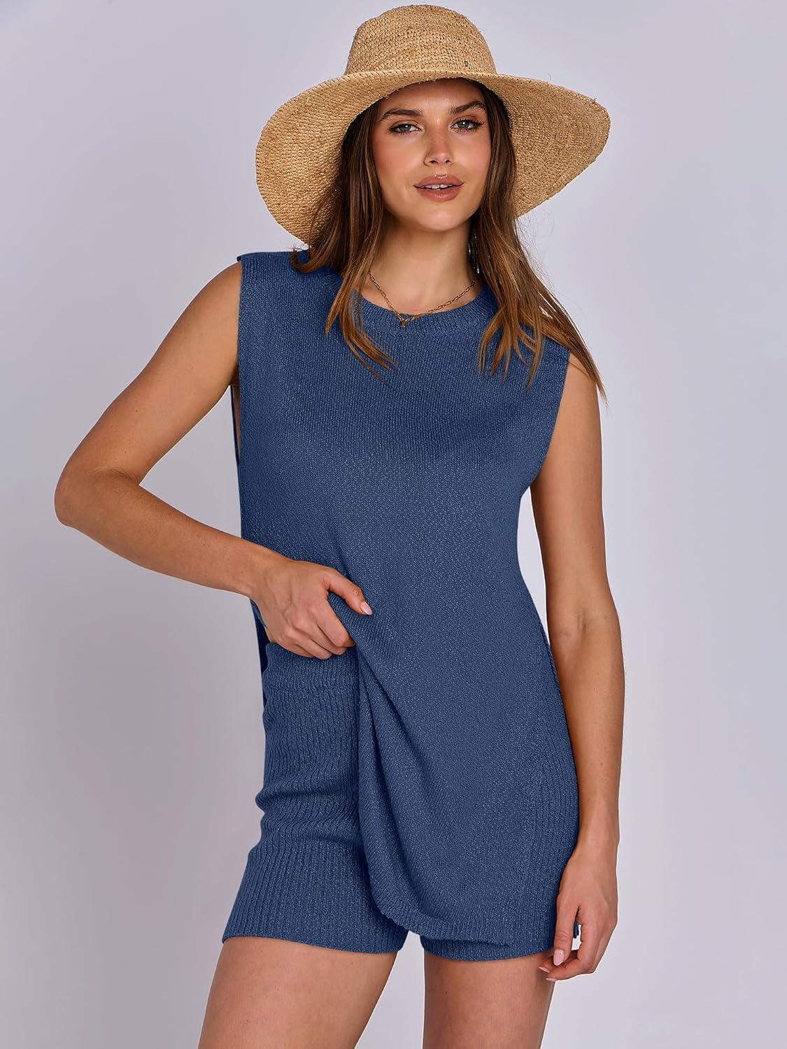 imageANRABESS Women Summer 2 Piece Outfits Sleeveless Knit Sweater Top ampamp Shorts Soft Lounge Sets Travel Beach 2025 Spring ClothesNavy Blue