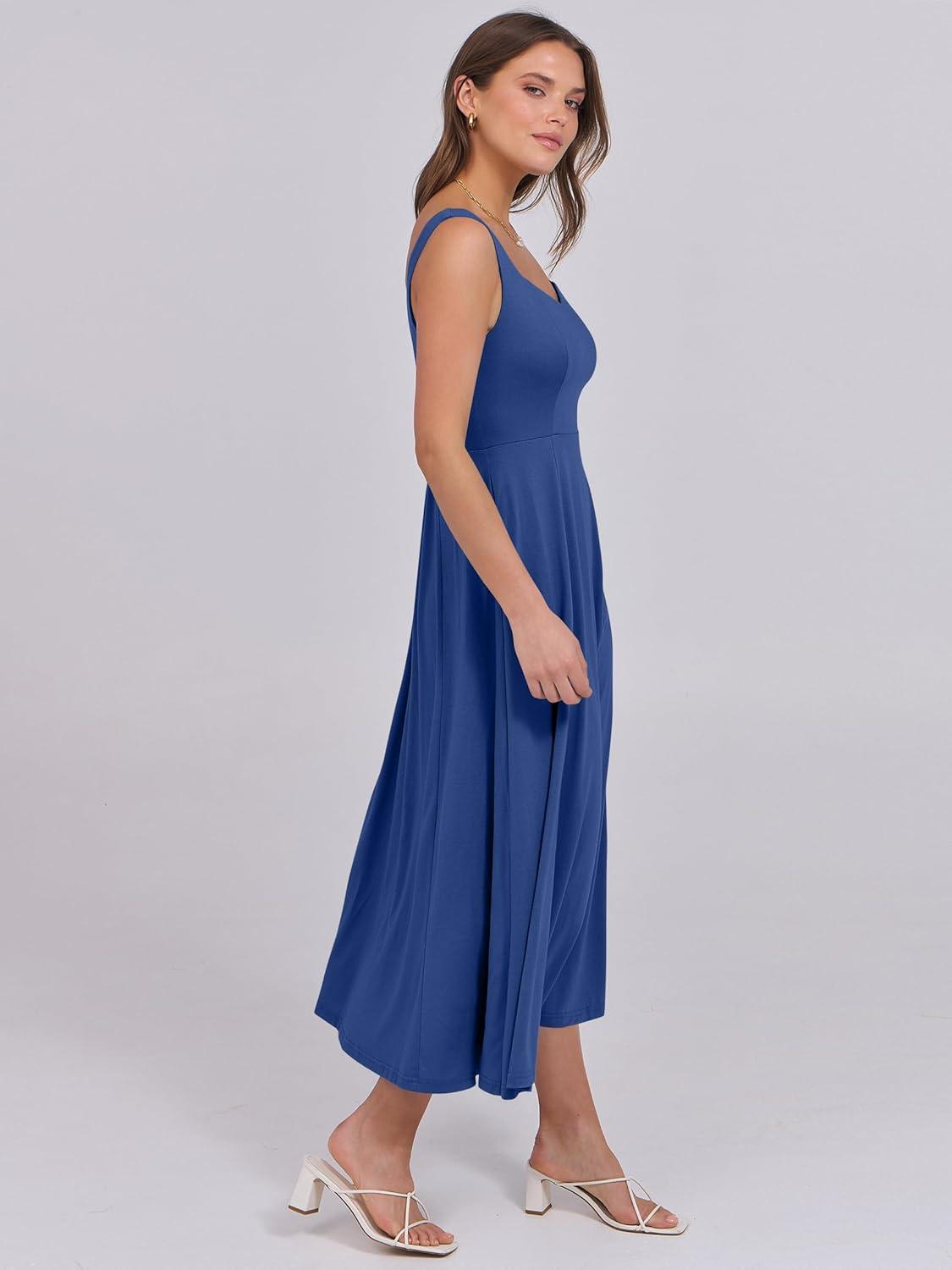 imageANRABESS Women Summer Casual Dress Sleeveless Smocked Back Tank Midi Dresses 2025 Beach Vacation Sundress with PocketsBlue