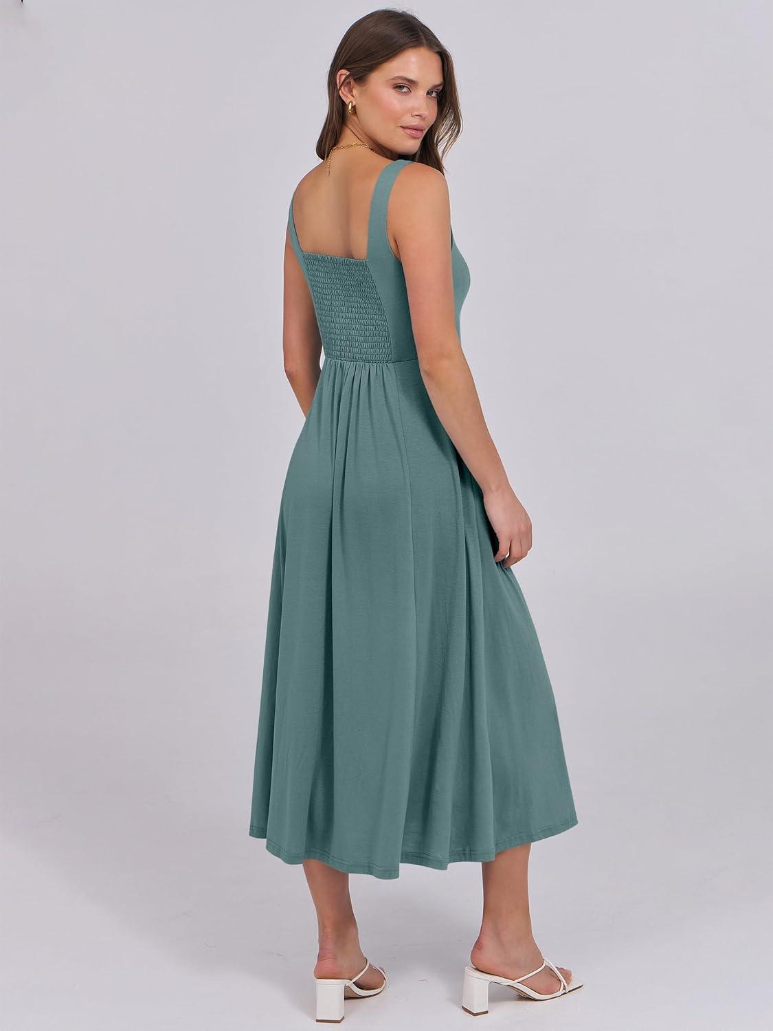 imageANRABESS Women Summer Casual Dress Sleeveless Smocked Back Tank Midi Dresses 2025 Beach Vacation Sundress with PocketsGrass