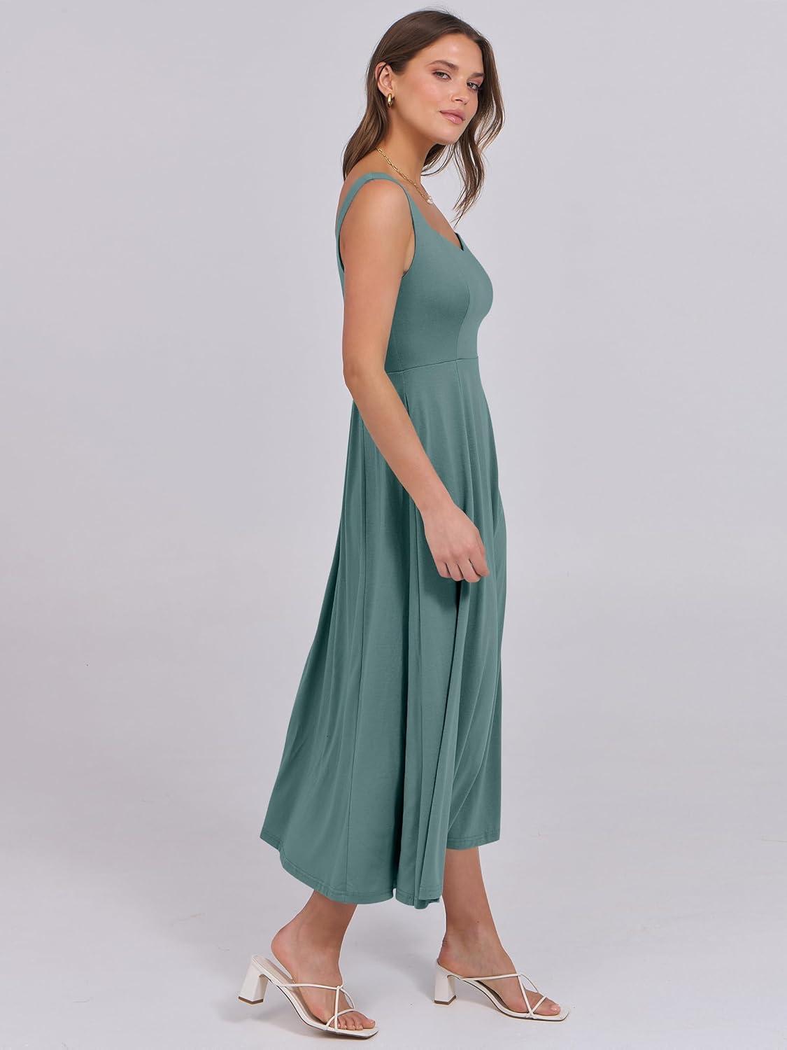 imageANRABESS Women Summer Casual Dress Sleeveless Smocked Back Tank Midi Dresses 2025 Beach Vacation Sundress with PocketsGrass