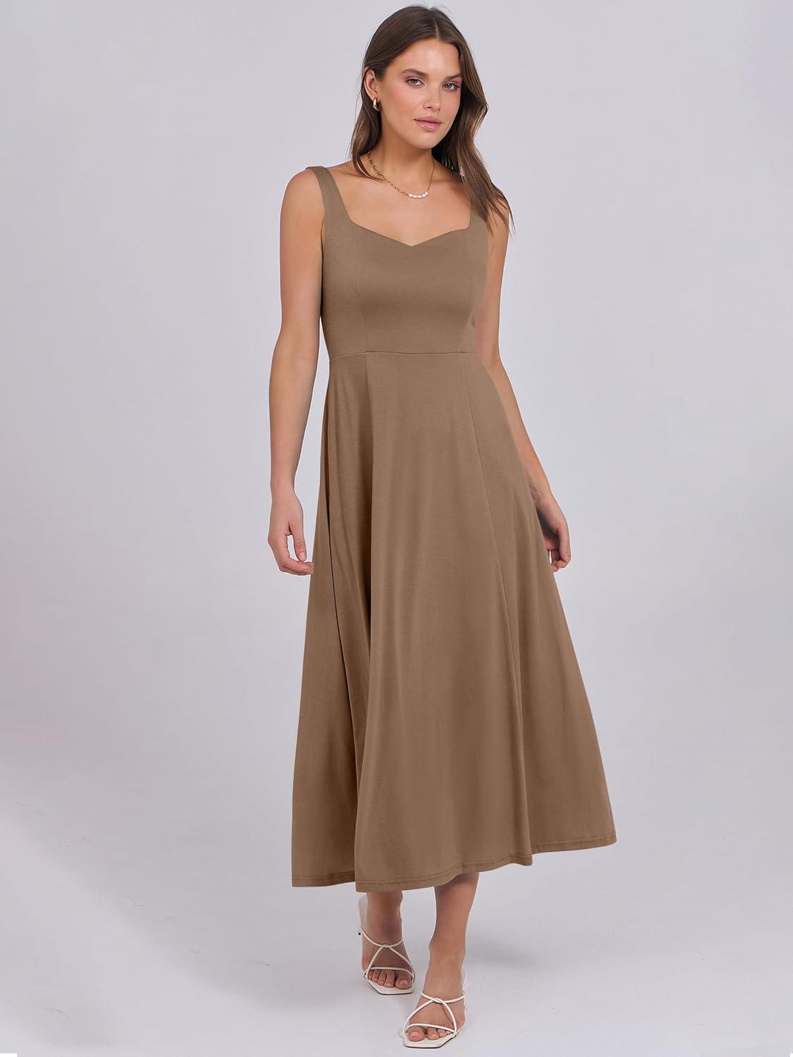 imageANRABESS Women Summer Casual Dress Sleeveless Smocked Back Tank Midi Dresses 2025 Beach Vacation Sundress with PocketsKhaki