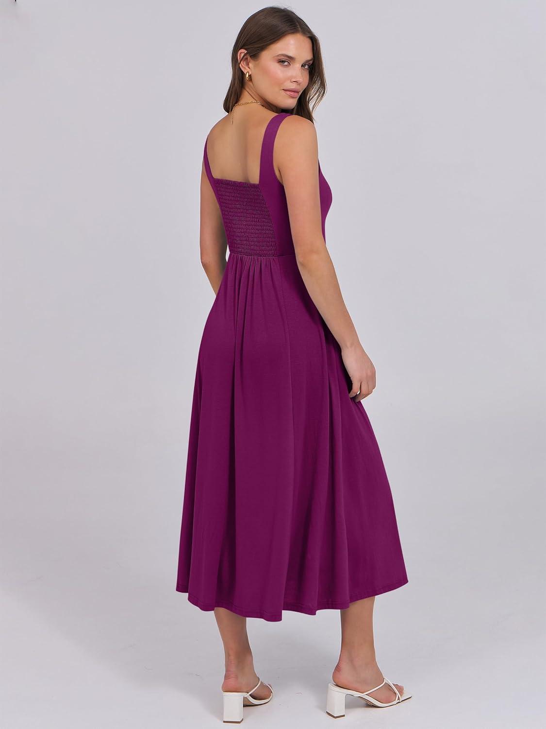 imageANRABESS Women Summer Casual Dress Sleeveless Smocked Back Tank Midi Dresses 2025 Beach Vacation Sundress with PocketsPurple