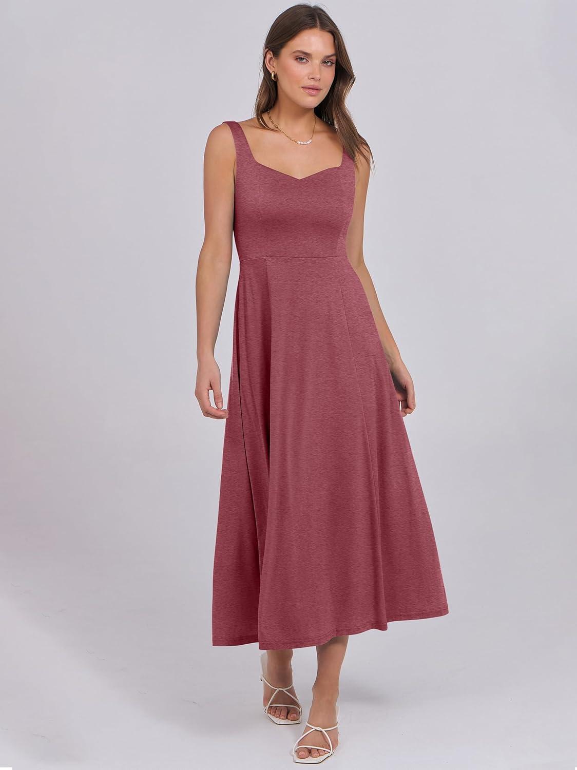 imageANRABESS Women Summer Casual Dress Sleeveless Smocked Back Tank Midi Dresses 2025 Beach Vacation Sundress with PocketsRed