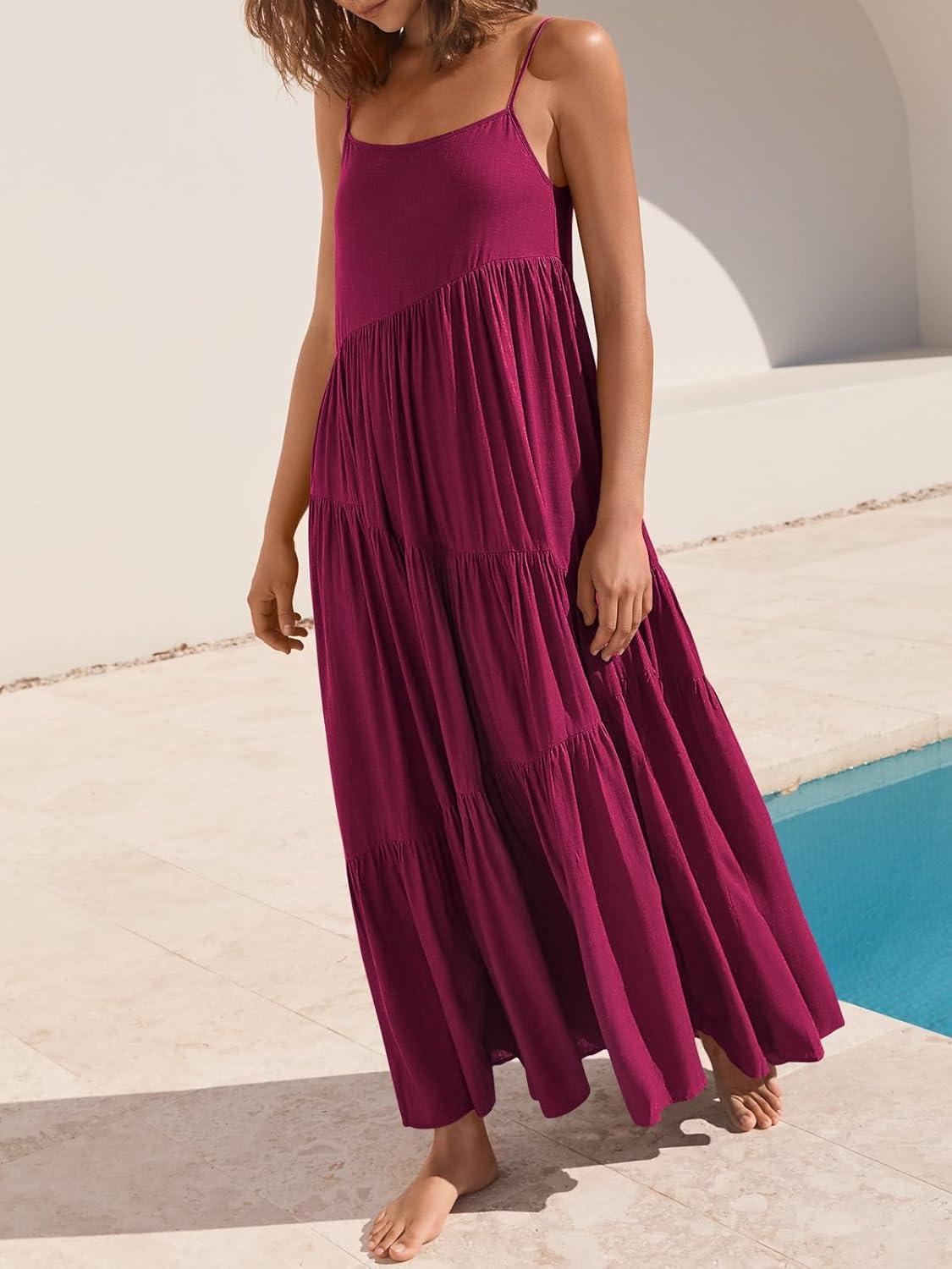 imageANRABESS Women Summer Casual Loose Sleeveless Sundress Spaghetti Strap Flowy Boho Linen Beach Vacation Maxi Long DressBrick Red