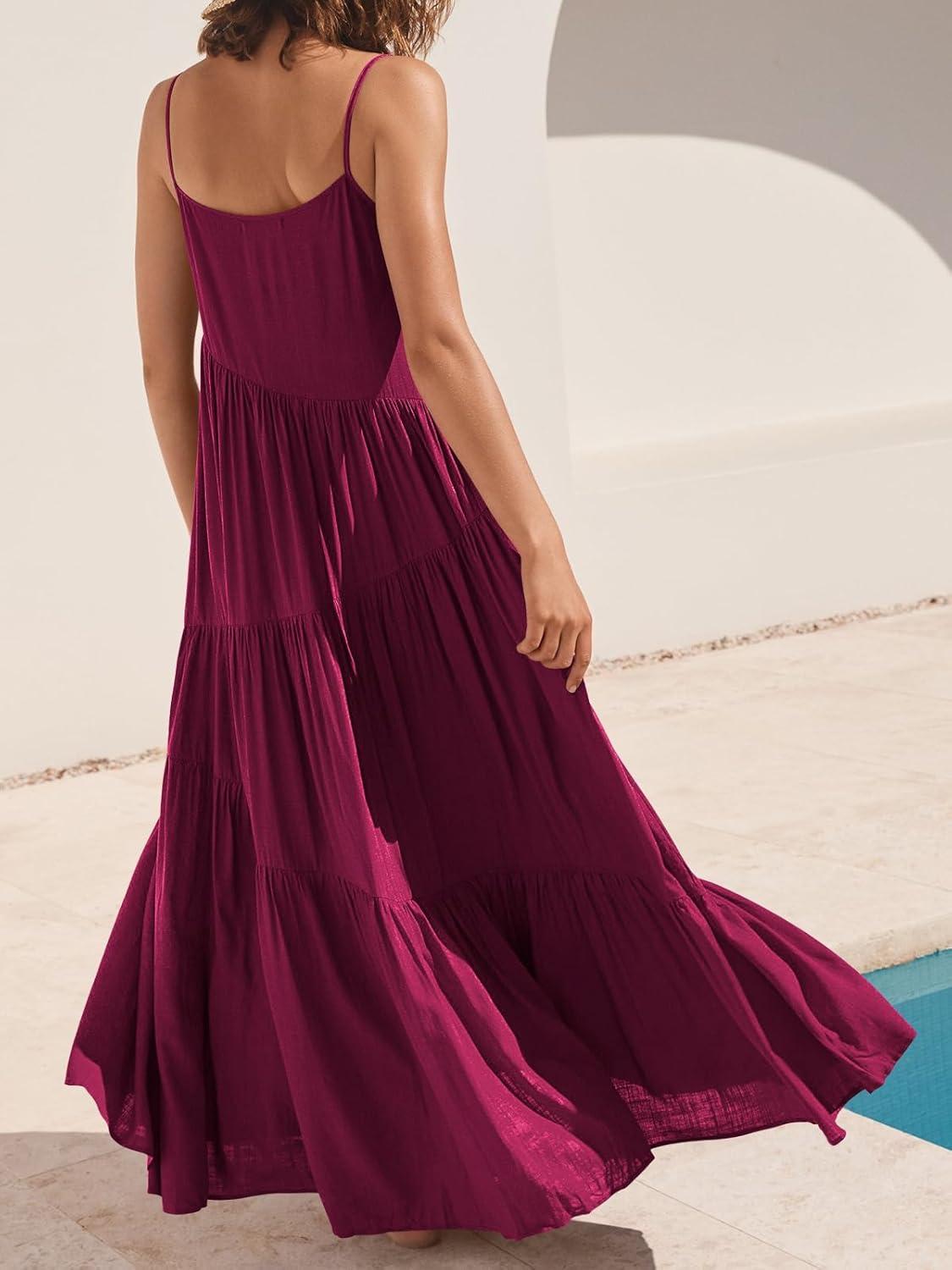 imageANRABESS Women Summer Casual Loose Sleeveless Sundress Spaghetti Strap Flowy Boho Linen Beach Vacation Maxi Long DressBrick Red