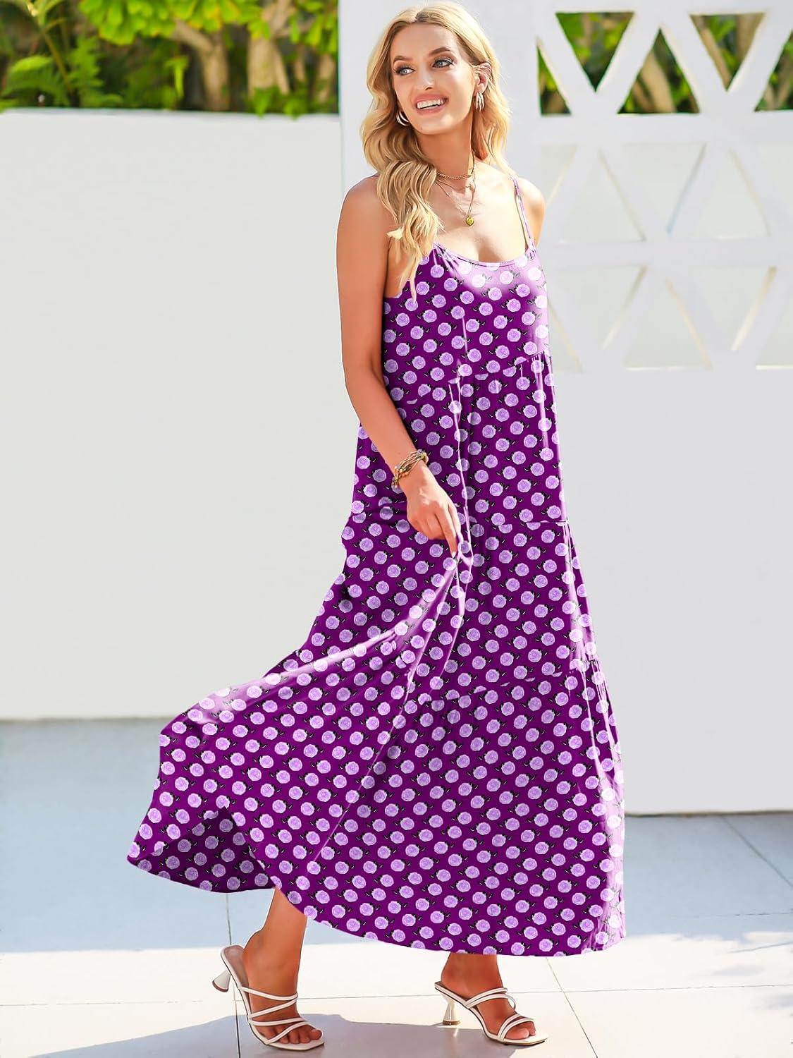imageANRABESS Women Summer Casual Loose Sleeveless Sundress Spaghetti Strap Flowy Boho Linen Beach Vacation Maxi Long DressFloral Purple