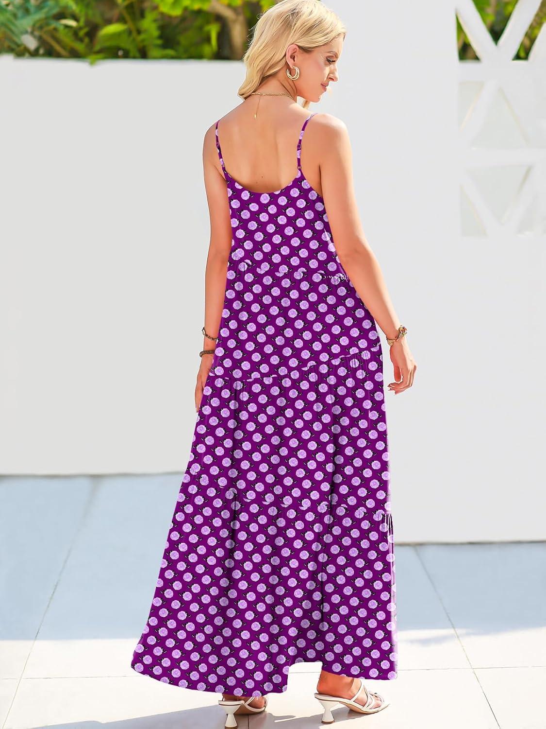 imageANRABESS Women Summer Casual Loose Sleeveless Sundress Spaghetti Strap Flowy Boho Linen Beach Vacation Maxi Long DressFloral Purple
