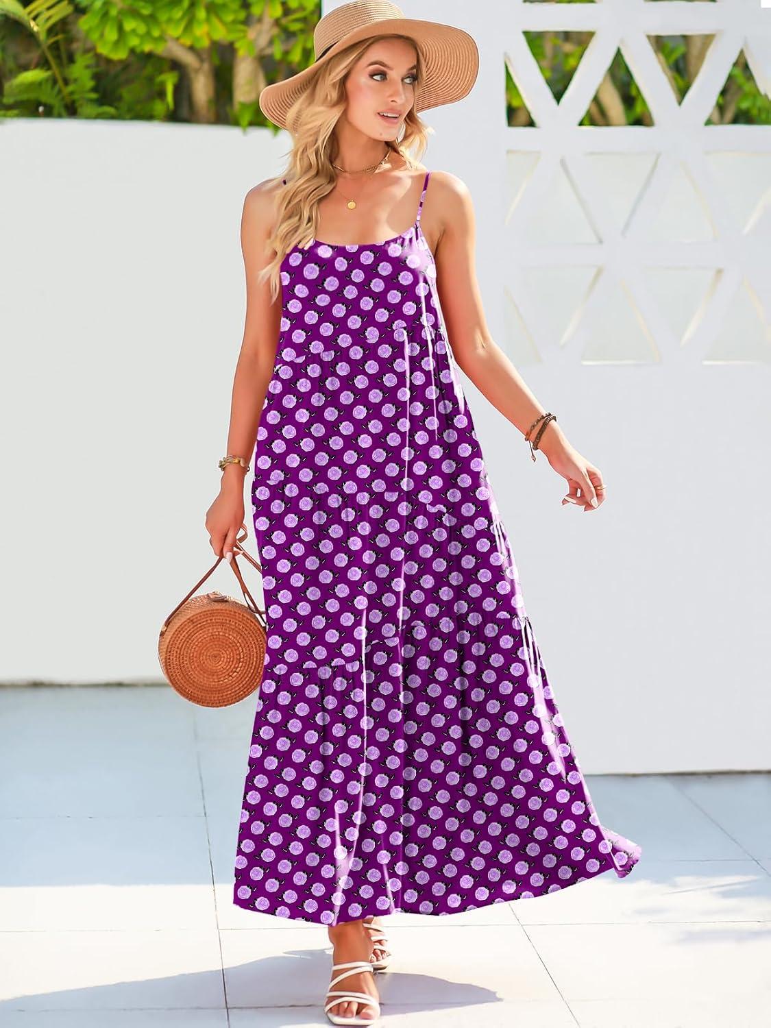 imageANRABESS Women Summer Casual Loose Sleeveless Sundress Spaghetti Strap Flowy Boho Linen Beach Vacation Maxi Long DressFloral Purple