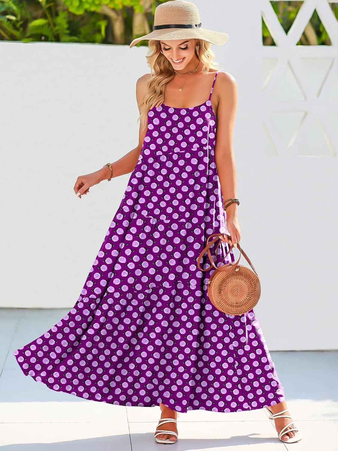 imageANRABESS Women Summer Casual Loose Sleeveless Sundress Spaghetti Strap Flowy Boho Linen Beach Vacation Maxi Long DressFloral Purple