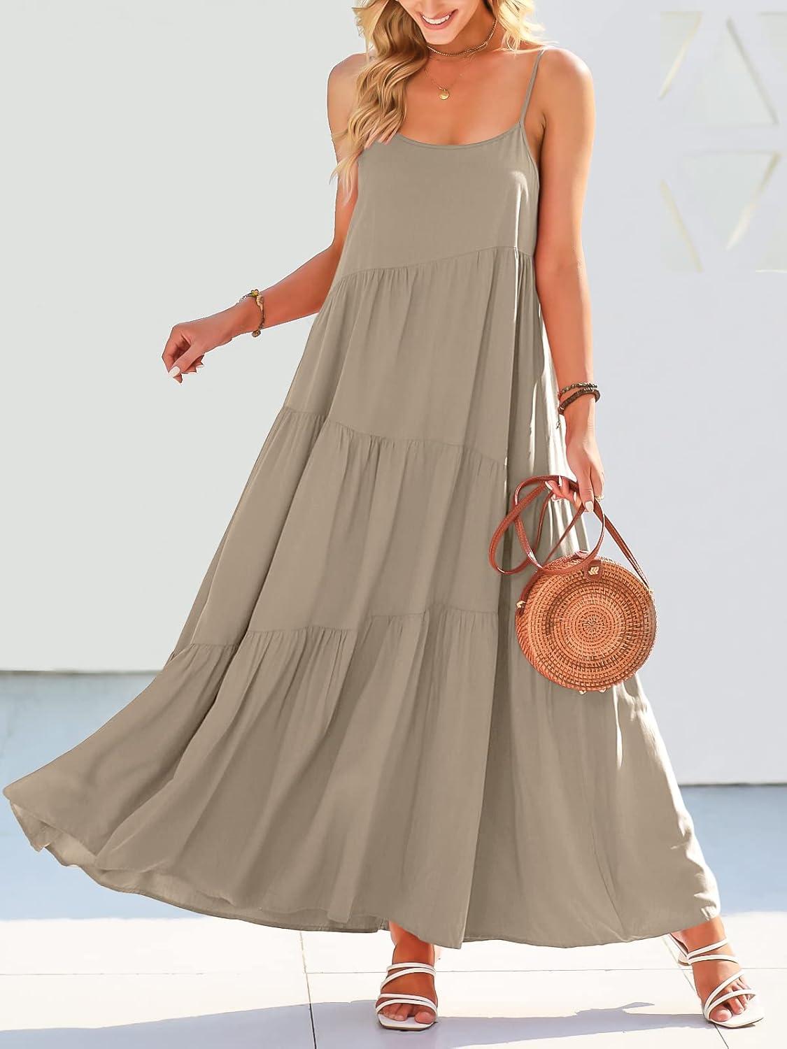 imageANRABESS Women Summer Casual Loose Sleeveless Sundress Spaghetti Strap Flowy Boho Linen Beach Vacation Maxi Long DressGray