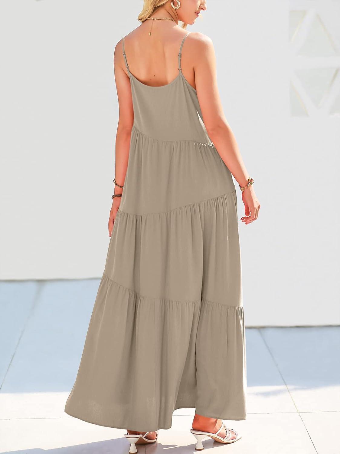 imageANRABESS Women Summer Casual Loose Sleeveless Sundress Spaghetti Strap Flowy Boho Linen Beach Vacation Maxi Long DressGray