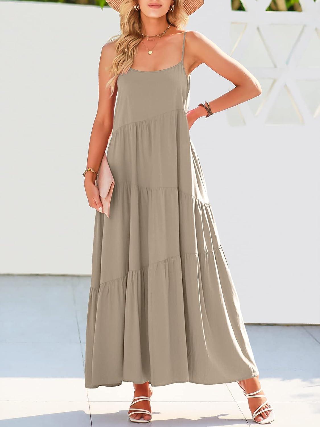 imageANRABESS Women Summer Casual Loose Sleeveless Sundress Spaghetti Strap Flowy Boho Linen Beach Vacation Maxi Long DressGray