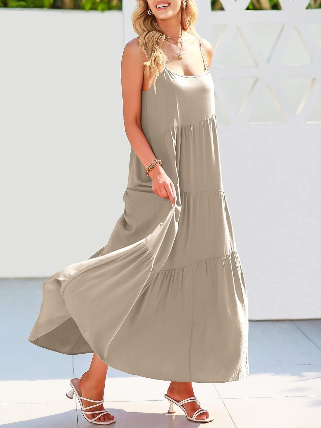 imageANRABESS Women Summer Casual Loose Sleeveless Sundress Spaghetti Strap Flowy Boho Linen Beach Vacation Maxi Long DressGray