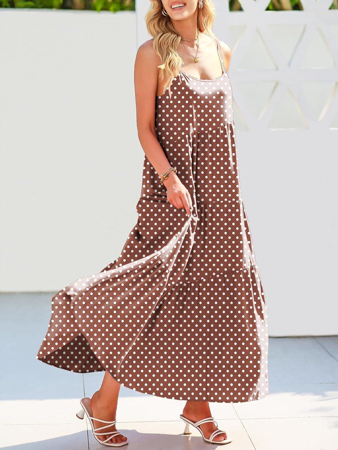 imageANRABESS Women Summer Casual Loose Sleeveless Sundress Spaghetti Strap Flowy Boho Linen Beach Vacation Maxi Long DressPrint Brown
