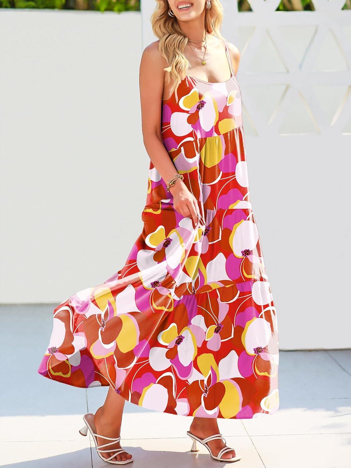 imageANRABESS Women Summer Casual Loose Sleeveless Sundress Spaghetti Strap Flowy Boho Linen Beach Vacation Maxi Long DressPrint Floral