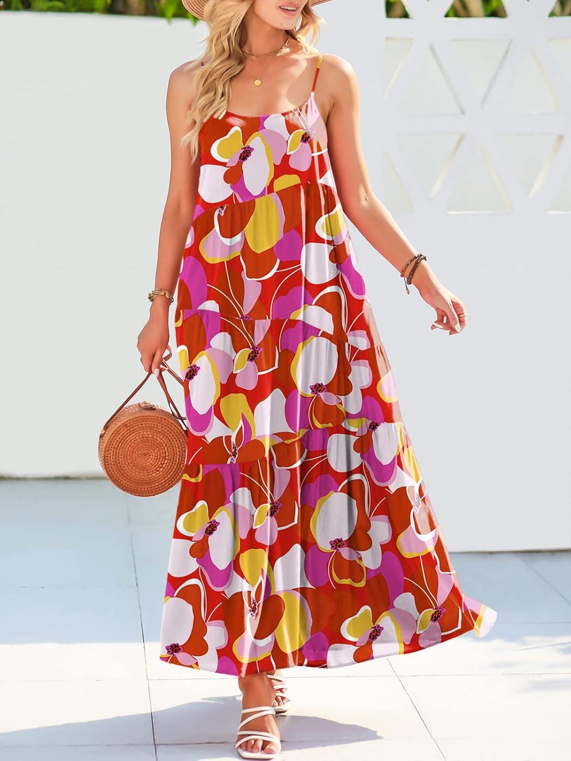 imageANRABESS Women Summer Casual Loose Sleeveless Sundress Spaghetti Strap Flowy Boho Linen Beach Vacation Maxi Long DressPrint Floral