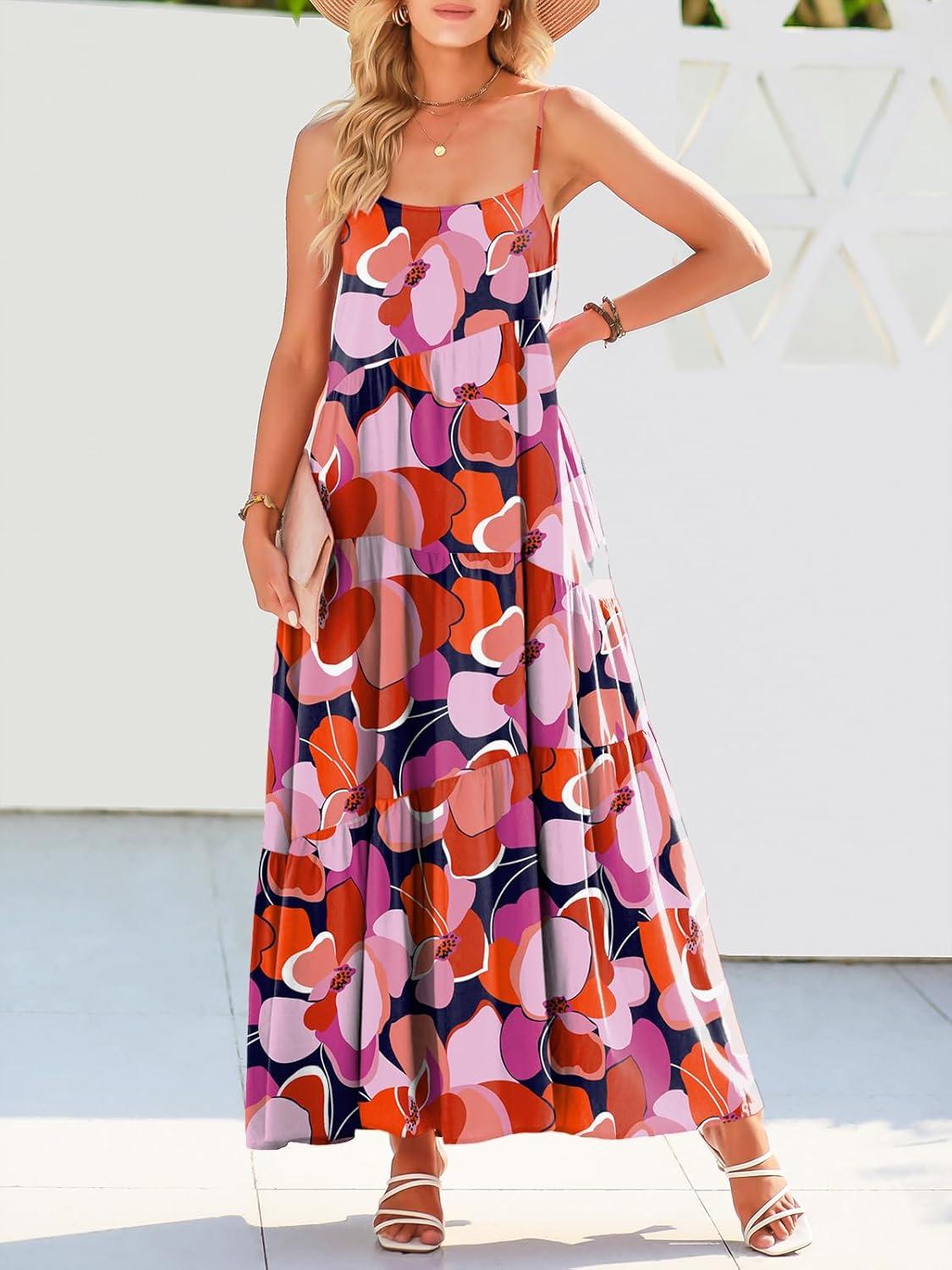 imageANRABESS Women Summer Casual Loose Sleeveless Sundress Spaghetti Strap Flowy Boho Linen Beach Vacation Maxi Long DressPrint Floral Butterfly