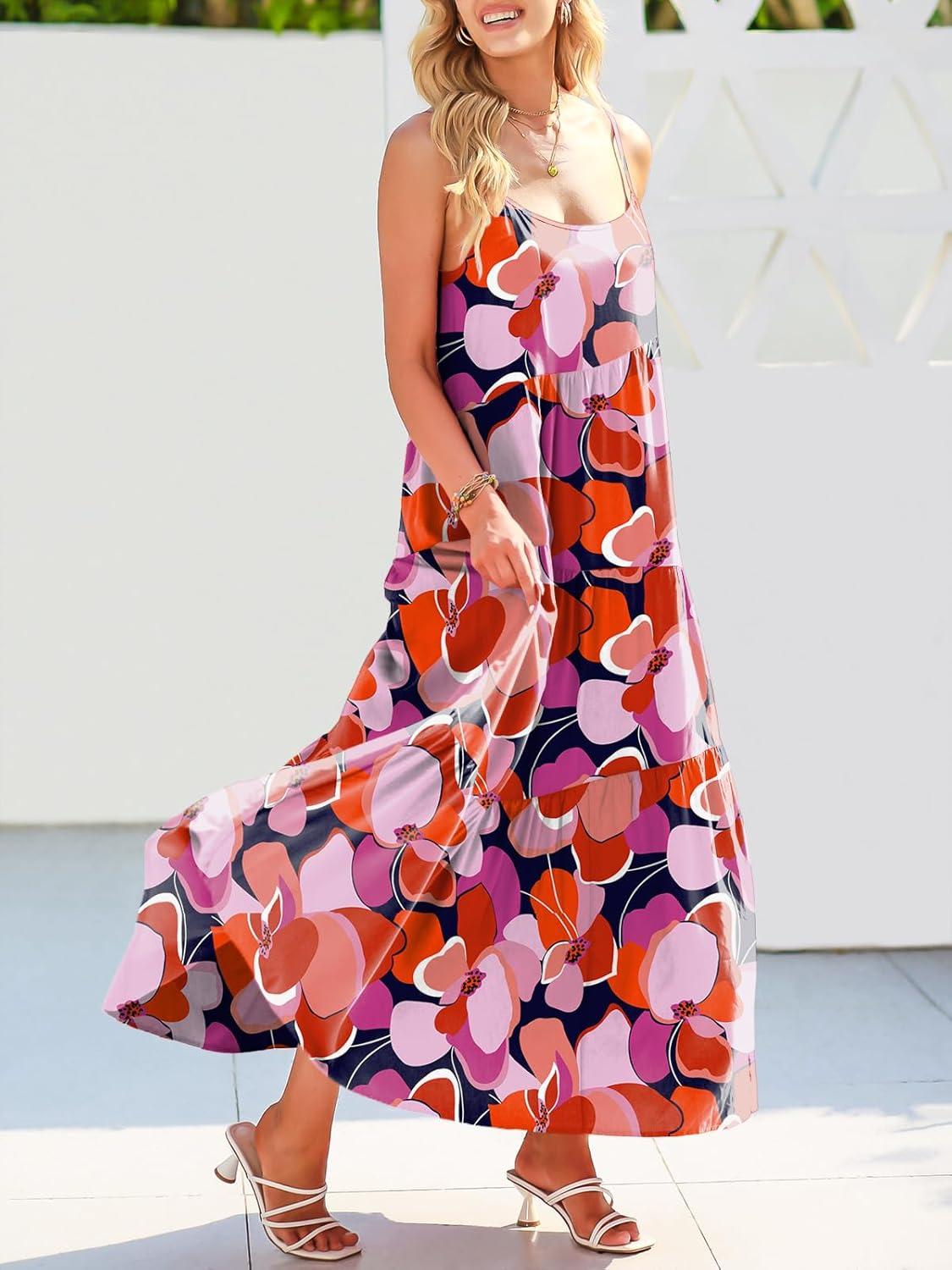 imageANRABESS Women Summer Casual Loose Sleeveless Sundress Spaghetti Strap Flowy Boho Linen Beach Vacation Maxi Long DressPrint Floral Butterfly