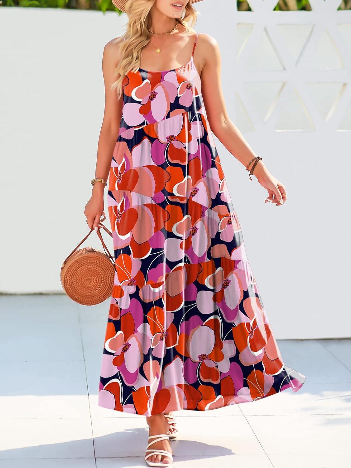 imageANRABESS Women Summer Casual Loose Sleeveless Sundress Spaghetti Strap Flowy Boho Linen Beach Vacation Maxi Long DressPrint Floral Butterfly