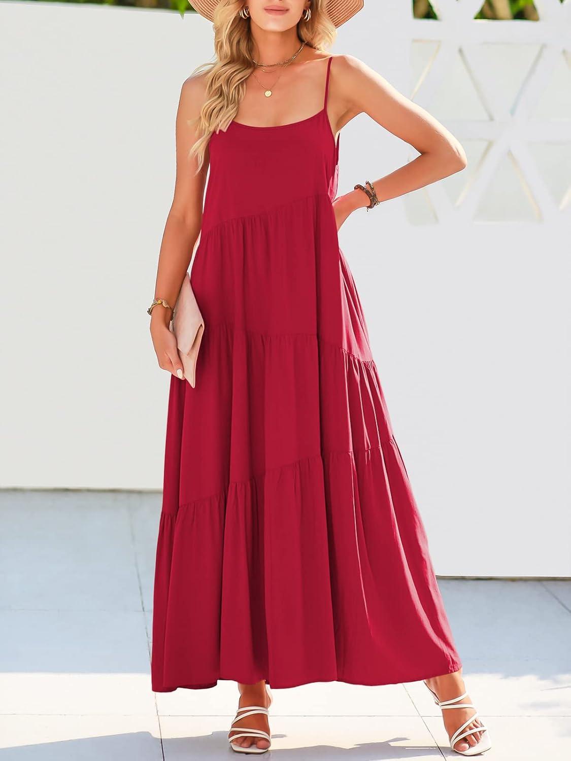 imageANRABESS Women Summer Casual Loose Sleeveless Sundress Spaghetti Strap Flowy Boho Linen Beach Vacation Maxi Long DressWine Red