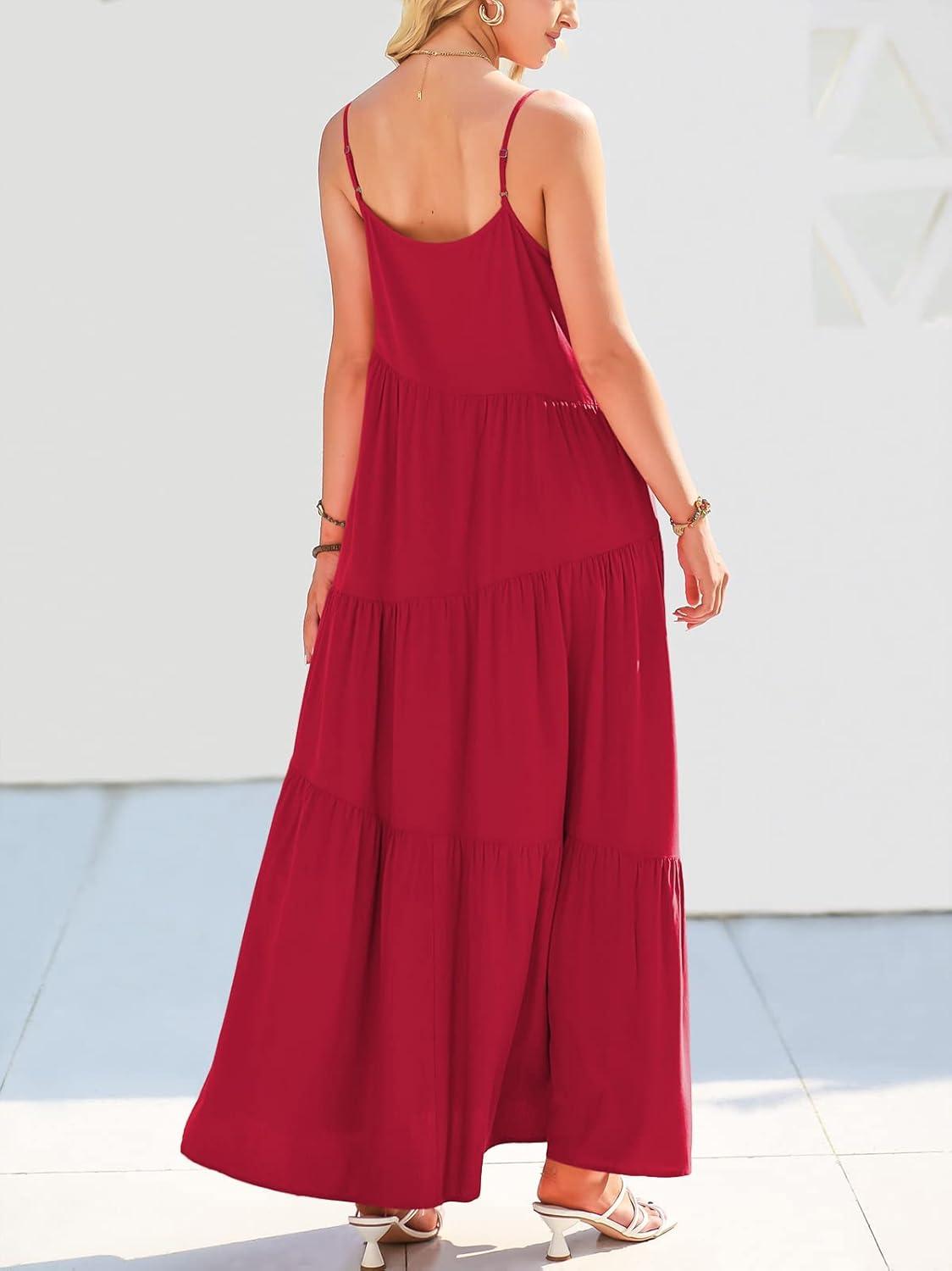 imageANRABESS Women Summer Casual Loose Sleeveless Sundress Spaghetti Strap Flowy Boho Linen Beach Vacation Maxi Long DressWine Red
