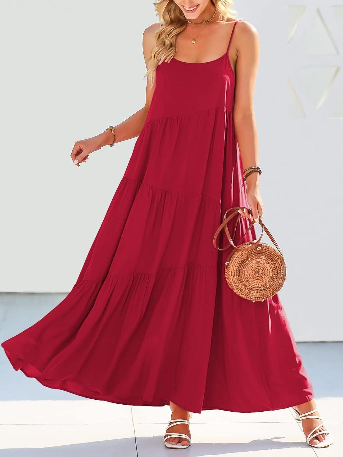 imageANRABESS Women Summer Casual Loose Sleeveless Sundress Spaghetti Strap Flowy Boho Linen Beach Vacation Maxi Long DressWine Red