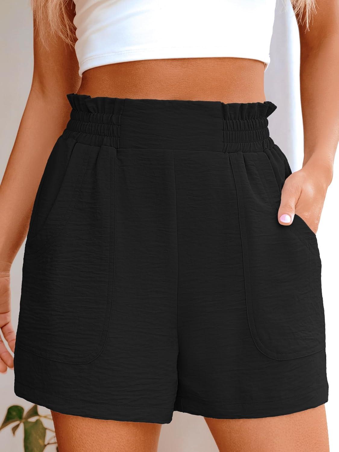 imageANRABESS Women Summer Casual Shorts Elastic High Waisted Wide Leg Cute Dressy Beach Shorts 2025 Fashion Vacation OutfitsBlack