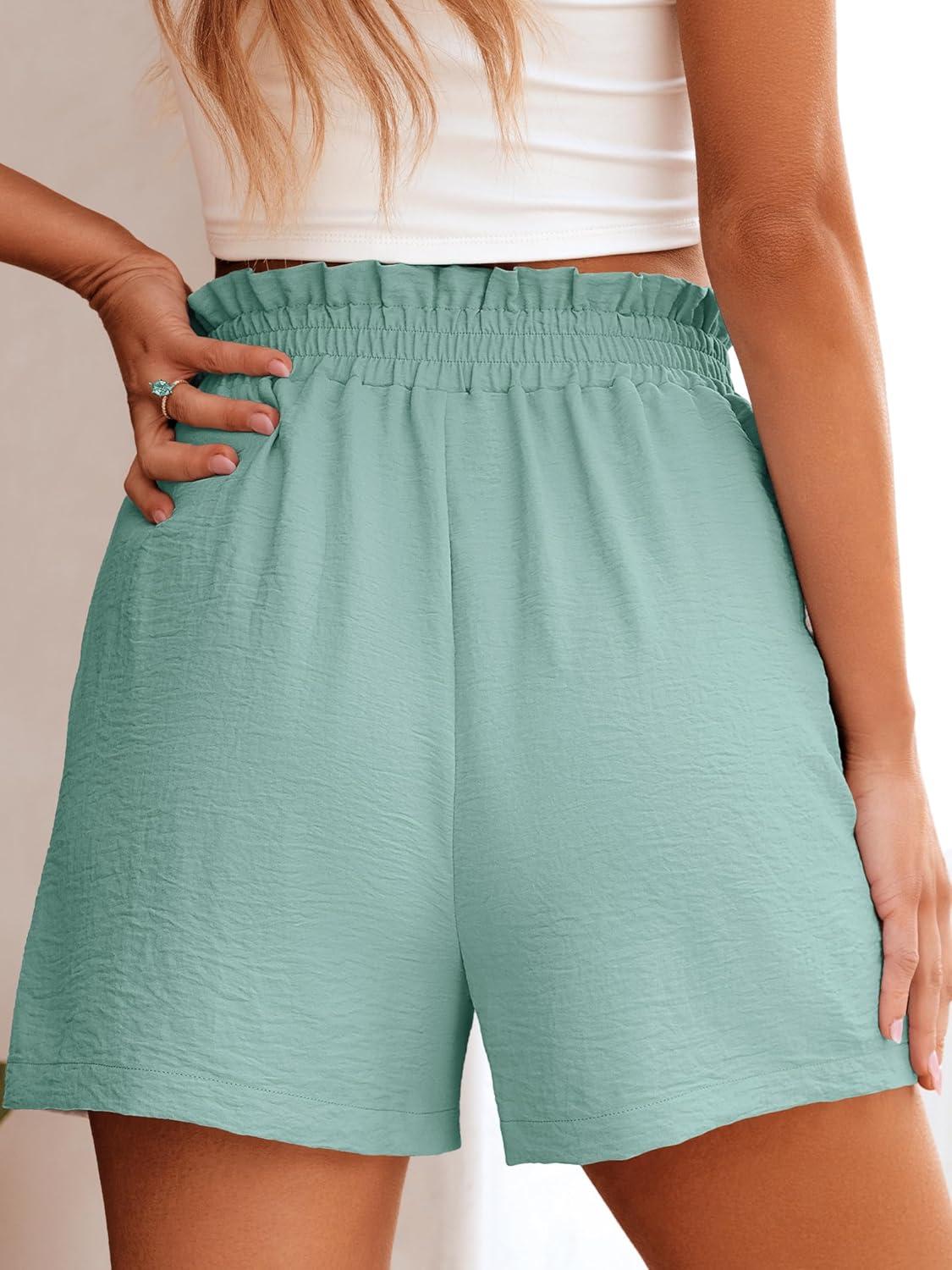 imageANRABESS Women Summer Casual Shorts Elastic High Waisted Wide Leg Cute Dressy Beach Shorts 2025 Fashion Vacation OutfitsMint Green