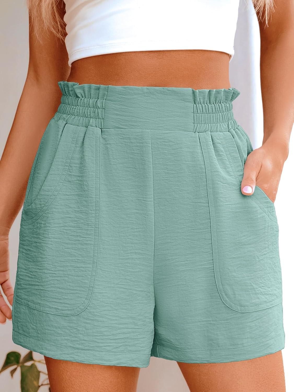 imageANRABESS Women Summer Casual Shorts Elastic High Waisted Wide Leg Cute Dressy Beach Shorts 2025 Fashion Vacation OutfitsMint Green