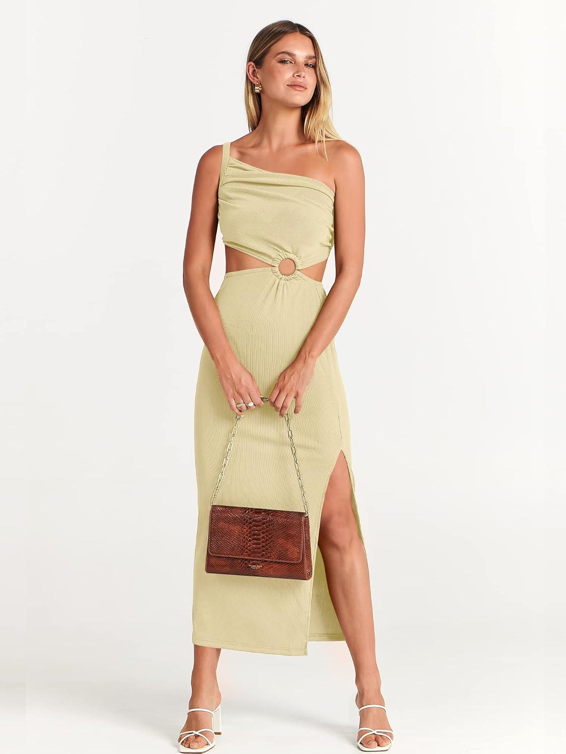 imageANRABESS Women Summer One Shoulder Sleeveless Maxi Dress Cutout Sexy Bodycon Semi Formal Dinner Date Vacation DressesAlmond